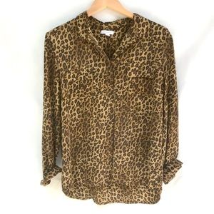 Garnet Hill Leopard Print Silk Shirt. Size 14